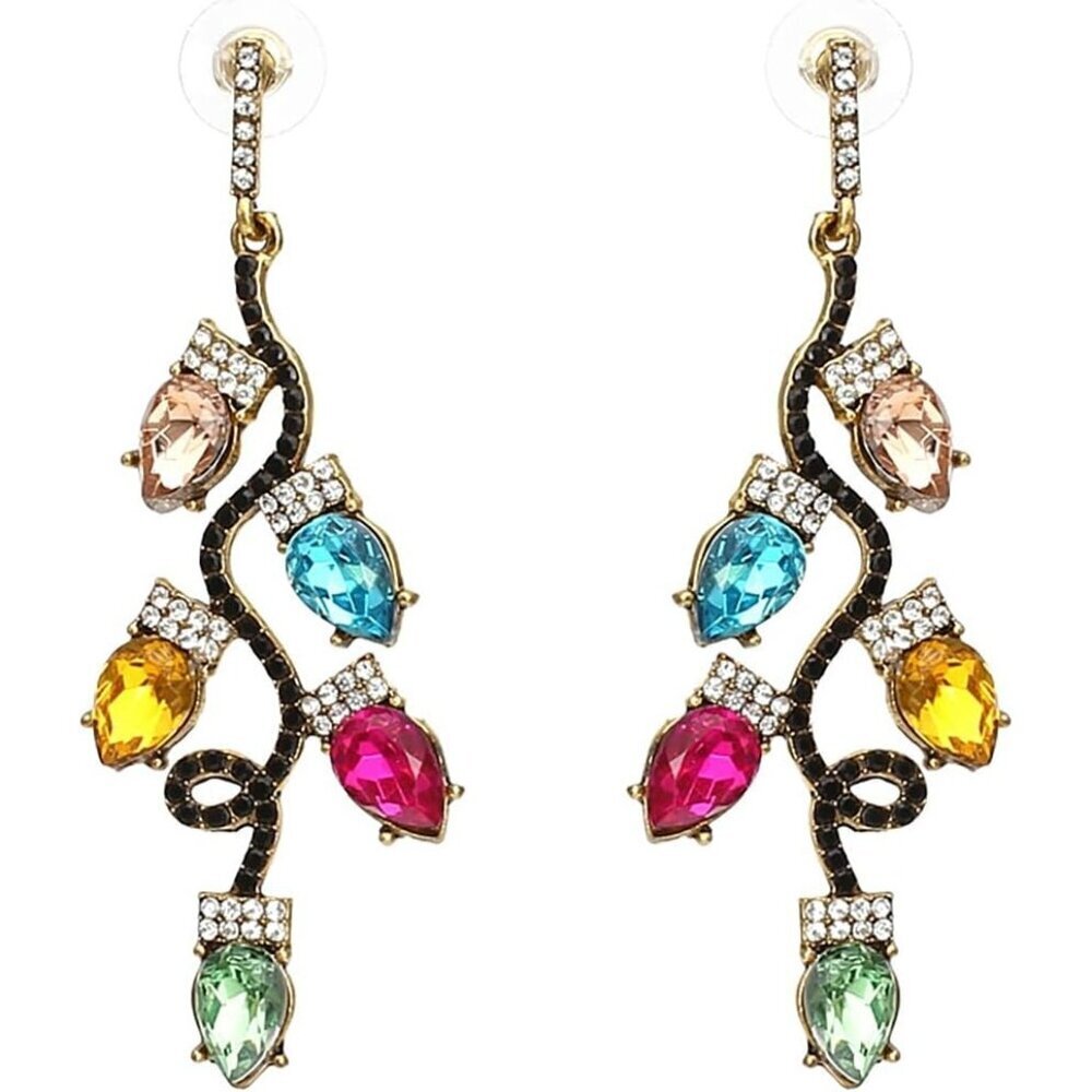 🆕 Women Pink Christmas Dangle Earrings Colorful Light Bulb Tree Drop Jewelry